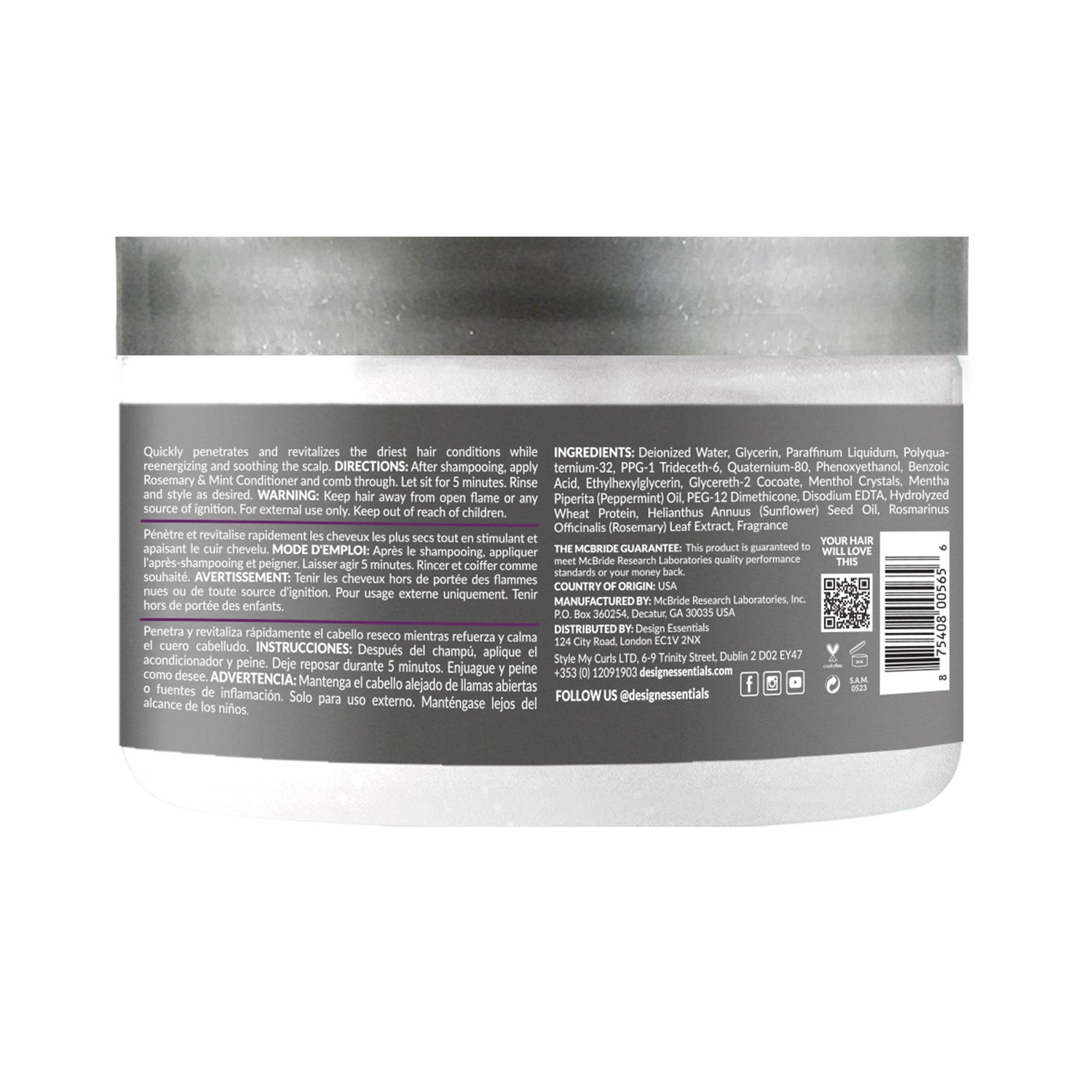 Rosemary & Mint Stimulating Super Moisturizing Conditioner- Back of Label