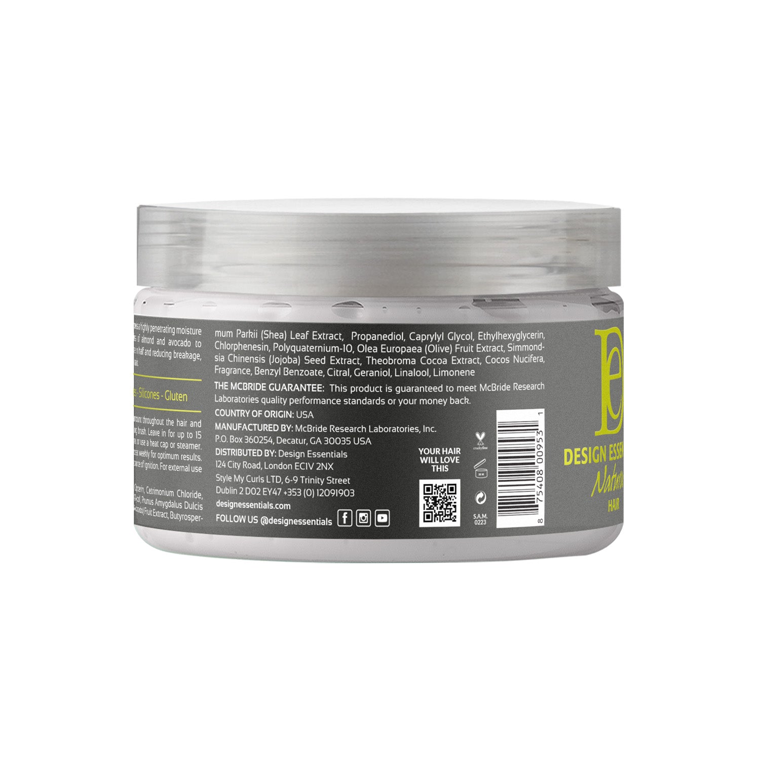 Almond & Avocado Wash Day Deep Moisture Masque-Back of Label