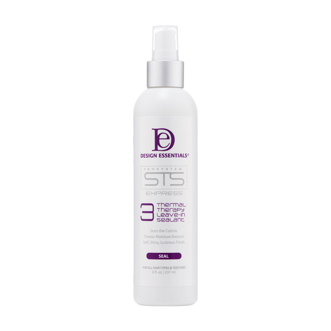 STS Express Thermal Therapy Leave-In Sealant—Step 3, 8 oz bottle. ​ An intensely moisturizing leave-in conditioner that restores moisture balance, provides long-lasting protection against heat styling and environmental damage, and promotes stronger, healthier hair with anti-frizz protection and shine.